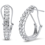 1.01ct F SI 14kt White Gold Diamond J Hoop Huggie Earrings