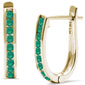 .15ct G SI 14K Yellow Gold Natural Emerald Gemstone J Hoop Earrings