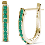 <span style="color:purple">SPECIAL!</span> .15ct G SI 14K Yellow Gold Natural Emerald Gemstone J Hoop Earrings