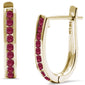 .21ct G SI 14K Yellow Gold Round Natural Ruby Gemstone J Hoop Earrings
