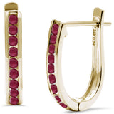 <span style="color:purple">¡ESPECIAL!</span> Pendientes de aro J de oro amarillo de 14 quilates con rubí natural redondo de .21ct G SI