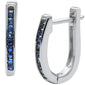 <span style="color:purple">SPECIAL!</span>.29ct G SI 14K White Gold  Blue Sapphire Gemstone J Hoop Earrings