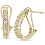 .25ct 14K Yellow Gold Diamond Round J Huggie Hoop Earrings
