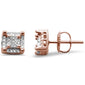 .15ct G SI 10K Rose Gold Square Diamond Micro Pave Stud Earrings