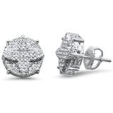 .32ct G SI 10K White Gold Raised Clover Diamond Micro Pave Stud Earrings