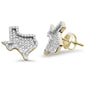 .32ct G SI 10K Yellow Gold "Texas" Shape Diamond Micro Pave Stud Earrings