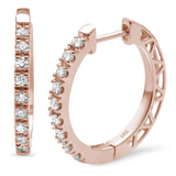 <span>DIAMOND CLOSEOUT! </span>.25ct F SI 14K Rose Gold Diamond Hoop Huggie Earrings
