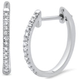 <span>DIAMOND CLOSEOUT! </span>.12ct 14K White Gold Diamond Hoop Huggie Earrings