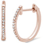 .12ct 14K Rose Gold Diamond Hoop Huggie Earrings