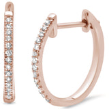 <span>DIAMOND CLOSEOUT! </span>.12ct 14K Rose Gold Diamond Hoop Huggie Earrings
