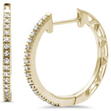 <span>DIAMOND CLOSEOUT! </span>.10ct 14K Yellow Gold Diamond Hoop Huggie Earrings