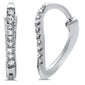 .05ct 14K White Gold Diamond Hoop Huggie Earrings