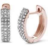 .25ct 14K Rose Gold Diamond Hoop Huggie Earrings