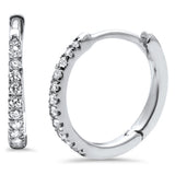 .11ct 14K White Gold Diamond Hoop Huggie Earrings