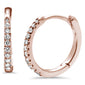 .11ct 14K Rose Gold Diamond Hoop Huggie Earrings