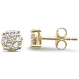 .13ct G SI 14K Yellow Gold Diamond Flower Stud Earrings