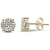 .61ct G SI 14K Yellow Gold Diamond Flower Stud Earrings