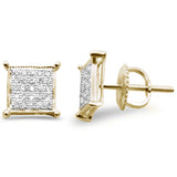 .15ct G SI 10K Yellow Gold Diamond Square Micro Pave Earrings