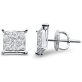<span>DIAMOND CLOSEOUT! </span>.15ct G SI 10K White Gold Diamond Square Micro Pave Earrings
