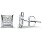 .12ct G SI 10K White Gold Diamond Square Micro Pave Earrings