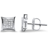 <span>DIAMOND CLOSEOUT! </span>.12ct G SI 10K White Gold Diamond Square Micro Pave Earrings