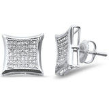 .29ct G SI 10K White Gold Diamond Square Micro Pave Earrings