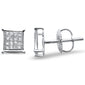 .12ct G SI 10K White Gold Diamond Square Micro Pave Earrings