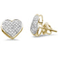 .27ct G SI 10K Yellow Gold Diamond Heart Shaped Micro Pave Earrings