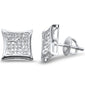 .24ct G SI 10K White Gold Diamond Square Micro Pave Earrings