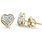.12ct G SI 10K Yellow Gold Diamond Heart Shaped Micro Pave Earrings