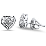 .10ct G SI 10K White Gold Diamond Heart Shaped Micro Pave Earrings