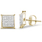 .27ct G SI 10K Yellow Gold Diamond Square Micro Pave Earrings