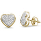 .21ct G SI 10K Yellow Gold Diamond Heart Shaped Micro Pave Earrings