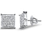 .34ct G SI 10K White Gold Diamond Square Micro Pave Earrings