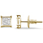 .05ct G SI 10KT Yellow Gold Diamond Square Micro Pave Stud Earrings