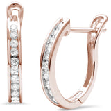 <span>DIAMOND CLOSEOUT! </span>.27ct G SI 14K Rose Gold Diamond Hoop Earrings