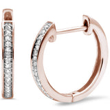 <span>¡CIERRE DE DIAMANTES! </span>Pendientes de aro de oro rosa de 14K con diamante de .11ct G SI
