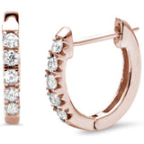 <span>¡LIQUIDACIÓN DE DIAMANTES! </span>Pendientes de aro de oro rosa de 14K con diamante de 0,27 ct G SI