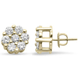 <span style="color:purple">¡ESPECIAL!</span> Pendientes de flor de diamantes de oro amarillo de 14K con cierre de rosca de 1,10 ct G SI
