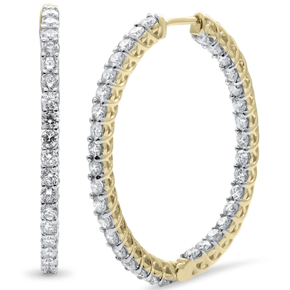 <span>DIAMOND CLOSEOUT! </span>3.97CT G SI 14K Yellow Gold Diamond Oval Diamond Hoop Earrings
