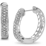 <span>¡LIQUIDACIÓN DE DIAMANTES! </span>Pendientes de aro de oro blanco de 10K con diamante de .26ct G SI