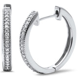 <span>LIQUIDACIÓN DE DIAMANTES! </span> Pendientes de aro de diamantes de oro blanco de 14K con .12ct G SI