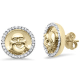<span>DIAMOND CLOSEOUT! </span> .48ct G SI 10K Yellow Gold Diamond Micro Pave Laughing Buddha Earrings