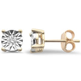 <span>DIAMOND CLOSEOUT! </span>.22ct G SI 14K Yellow Gold Round Diamond Miracle Illusion Stud Earrings