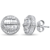 1.01ct G SI 10K White Gold Baguette & Round Diamond Earrings