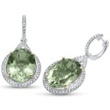 <span>¡LIQUIDACIÓN DE GEMAS! </span> 24.38ct G SI Pendientes colgantes de amatista verde y diamantes en oro blanco de 14K