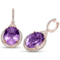 <span style="color:purple">SPECIAL!</span> 23.96ct G SI 14K Rose Gold Amethyst & Diamond Drop Earrings