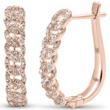 .48ct G SI 14KT Rose Gold Diamond J Hoop Cuban Link Earrings