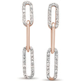 <span>DIAMOND CLOSEOUT! </span>.29ct G SI 14K Rose Gold Diamond Paper Clip Style Dangling Earrings