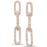 .51ct G SI 14K Rose Gold Diamond Paper Clip Style Dangling Earrings